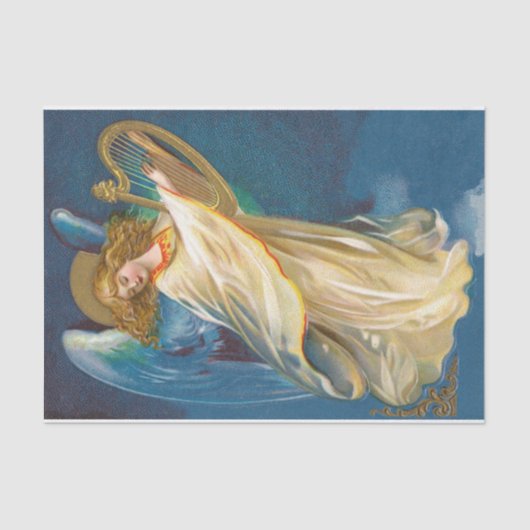 Angel die muziek speelt op een Harp Tissuepapier (Voorkant)