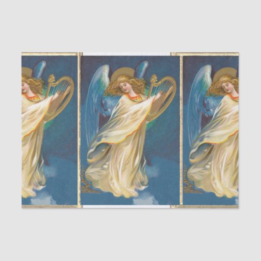 Angel die muziek speelt op een Harp Tissuepapier (Voorkant)