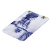 Angel die op een ster kijkt - blauwe tint magneet (Linkerzijde)