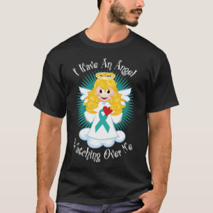 Angel die over me kijkt Blauwgroen lint T-shirt