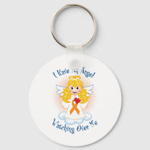 Angel die over me kijkt Oranje lint Sleutelhanger