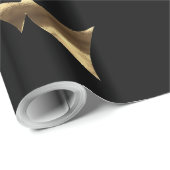 Angel die Trumpet Black Gold Kerstmis speelt Cadeaupapier (Rol Hoek)