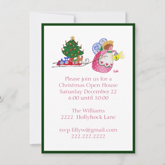 Angel die uitnodigingen met schuine streep trekt (Voorkant)