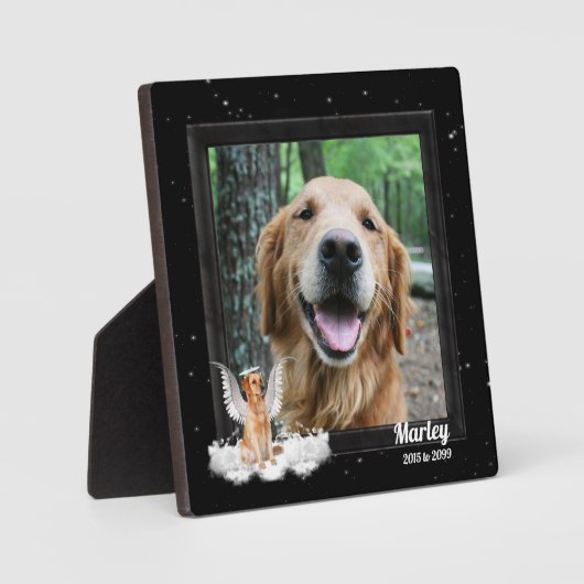 Angel Dog Golden Pet Memorial Fotoplaat (Voorkant)