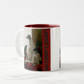 Angel Dog van het universum Tweekleurige Koffiemok (Voorkant links)