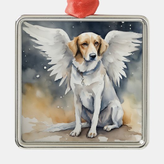 Angel Dog Waterverf Metalen Ornament (Voorkant)