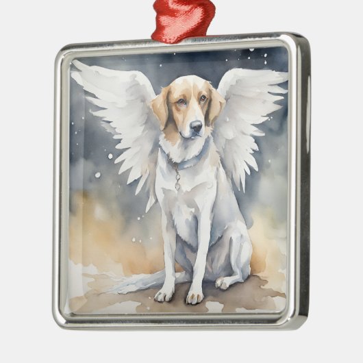 Angel Dog Waterverf Metalen Ornament (Links)