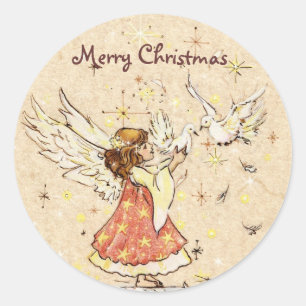 Angel & Doves Sticker Gift Label