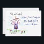 Angel Drawing Paars Blue Green "You My Friend" Feestdagenkaart<br><div class="desc">"Jij,  mijn vriend,  bent een engel." Heb je dit gehoord? Misschien voor iemand anders,  misschien voor jou,  misschien voor jou. Hoe gelukkig zijn we in het gezelschap van engelen. Dit is een prachtige zin om een andere zo betekenisvol aan te bieden. Pam Elifritz</div>