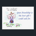 Angel Drawing Paars Blue Green "You My Friend" Feestdagenkaart<br><div class="desc">"Jij,  mijn vriend,  bent een engel." Heb je dit gehoord? Misschien voor iemand anders,  misschien voor jou,  misschien voor jou. Hoe gelukkig zijn we in het gezelschap van engelen. Dit is een prachtige zin om een andere zo betekenisvol aan te bieden. Pam Elifritz</div>