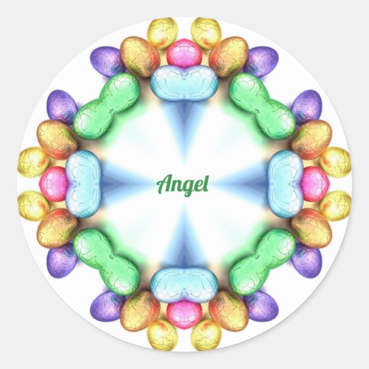 ANGEL~ EASTER WOW!  eitjes voor paasschenken ~ Ronde Sticker (Voorkant)