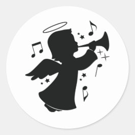 Angel Een trompet blazen met notities Ronde Sticker