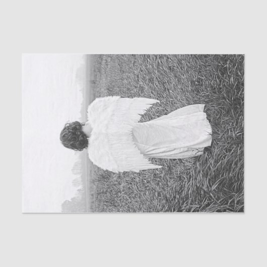 Angel Elegant Black en White Photo Art Tissuepapier (Voorkant)