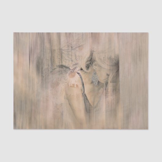 Angel Elegant Boho Floral Antiek Sepia Etheral Tissuepapier (Voorkant)