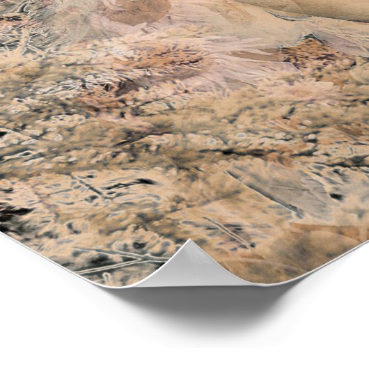 Angel Elegant Boho Sepia Floral Antiek Old Poster (Hoek)