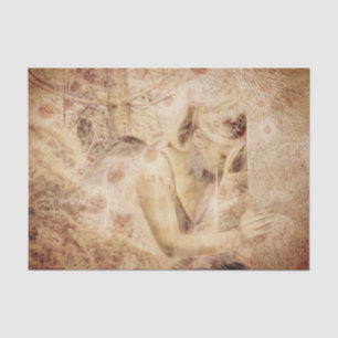 Angel Elegant Ggloing Brown Sepia Floral Antiek Tissuepapier