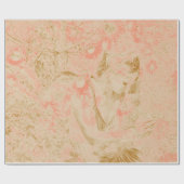 Angel Elegant Hemelse Sepia Roze Bloemen Antiek Cadeaupapier (Vlak)