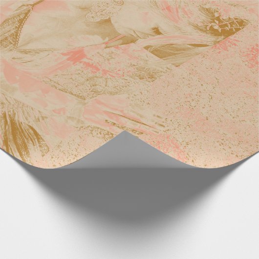 Angel Elegant Hemelse Sepia Roze Bloemen Antiek Cadeaupapier (Hoek)