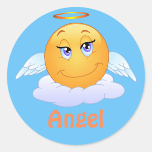 Angel Emoji Emoticon Cartoon Face Ronde Sticker