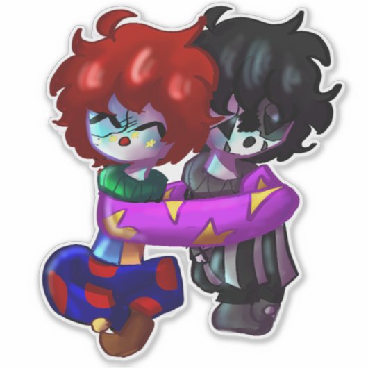 Angel en Aiden knuffelen Sticker (Voorkant)
