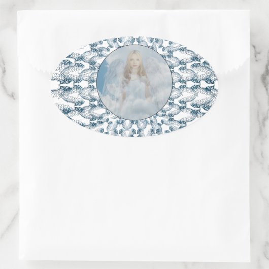 Angel en Angel Wings Ovale Sticker (Tas)