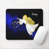 Angel en Blue Decoration voor Kerstmis Muismat (Met muis)