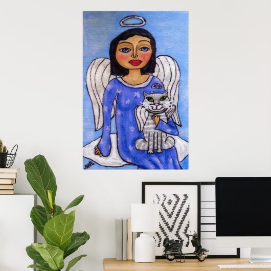 Angel en Cat op een cloud Poster (Thuiskantoor)