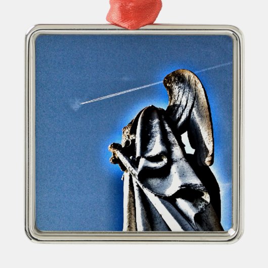 Angel en Contrail Metalen Ornament (Voorkant)