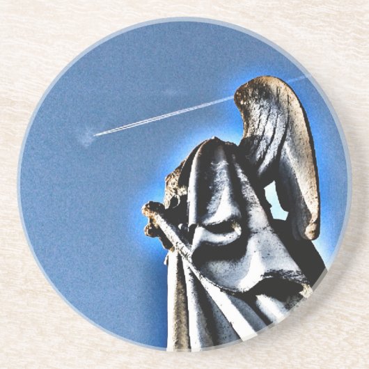 Angel en Contrail Zandsteen Onderzetter (Voorkant)