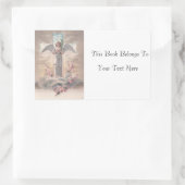 Angel en Cross Easter Photo Name Bord Rechthoekige Sticker (Tas)