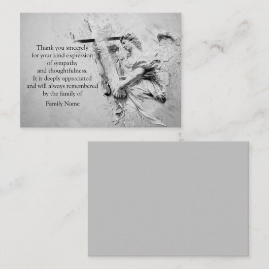 Angel en Cross na begrafenis bedankt kaarten Notitiekaartje (Voorkant / Achterkant)