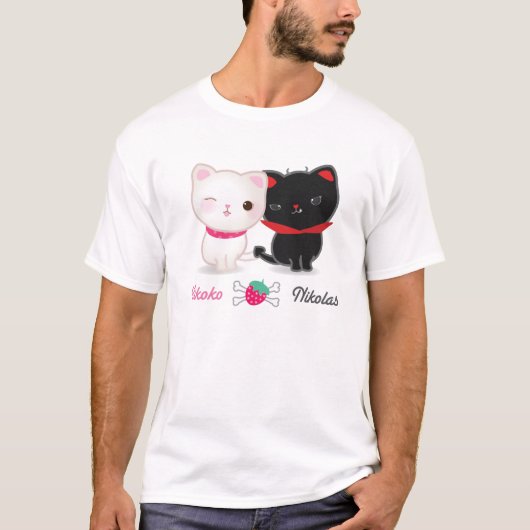 Angel en Devil Cats Basic T-shirt (Voorkant)