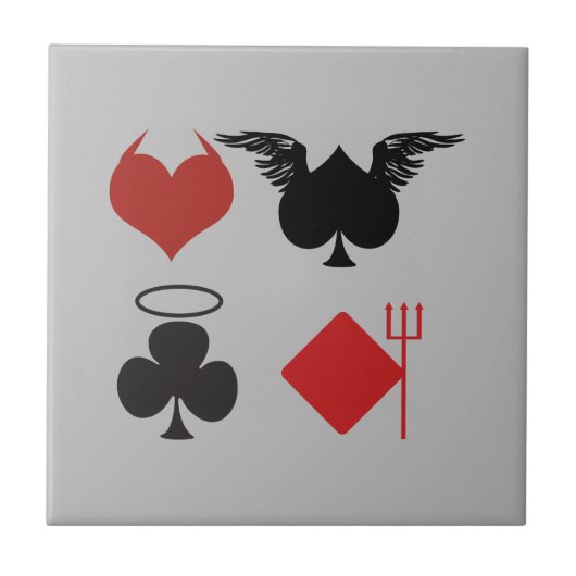 Angel en Devil Kaart Suits Grey Tegeltje (Voorkant)