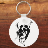 Angel en Devil Silhouette Button Sleutelhanger (Voorkant)