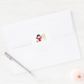 Angel en duivel ronde sticker (Envelop)