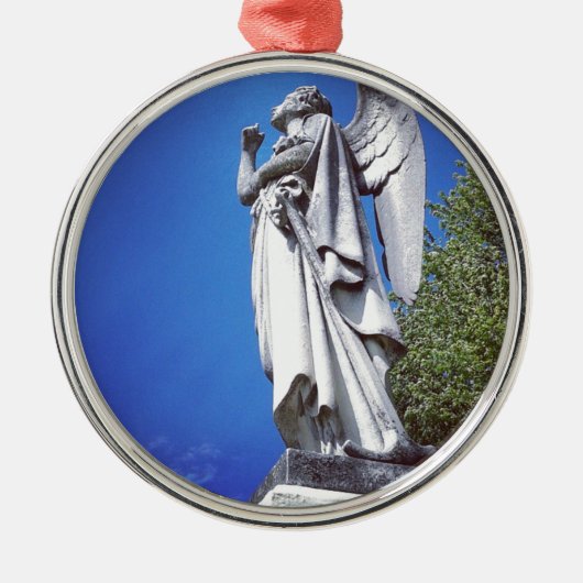 Angel en een heldere blauwe hemel metalen ornament (Voorkant)