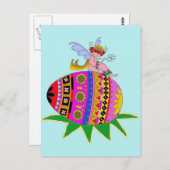 Angel en een Pysanka, Oekraïense Folk Art Briefkaart (Voorkant / Achterkant)