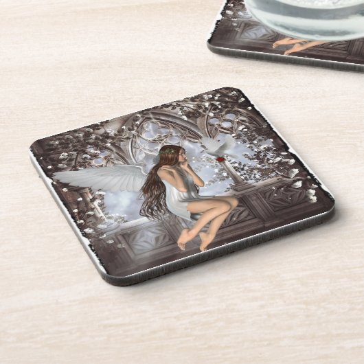 Angel en Haar hond Bier Onderzetter (Linkerzijde)