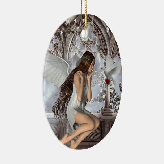 Angel en Haar hond Keramisch Ornament (Rechts)