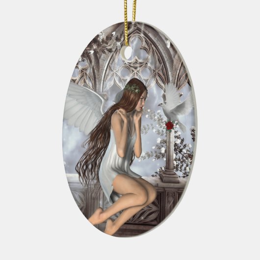 Angel en Haar hond Keramisch Ornament (Links)