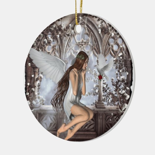 Angel en Haar hond Keramisch Ornament (Links)