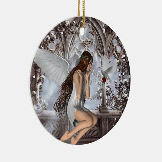 Angel en Haar hond Keramisch Ornament (Rechts)