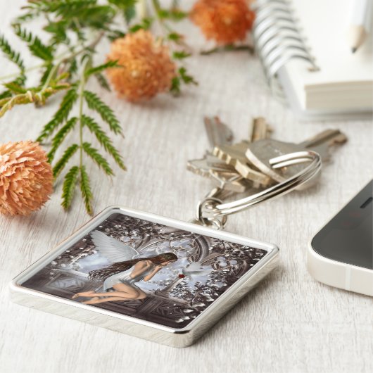 Angel en Haar hond Sleutelhanger (Zijkant)