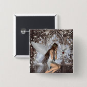 Angel en Haar hond Vierkante Button 5,1 Cm (Voorkant /achterkant)