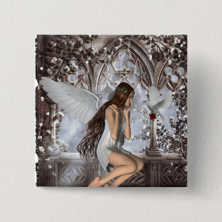 Angel en Haar hond Vierkante Button 5,1 Cm