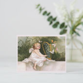 Angel en Harp  Illustratie Briefkaart (Staand voorkant)