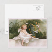 Angel en Harp  Illustratie Briefkaart (Voorkant / Achterkant)