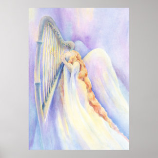 Angel en Harp Print