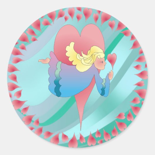 ANGEL EN HOORZITTEN VAN SHARON SHARPE RONDE STICKER (Voorkant)