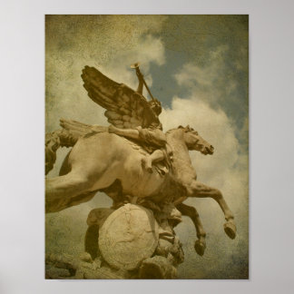 Angel en Horse Statue Poster
